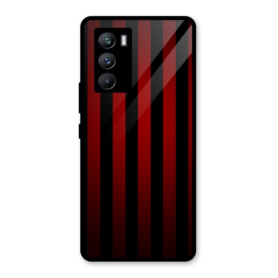 Red Black Stripes Glass Back Case for Vivo iQOO 9 SE