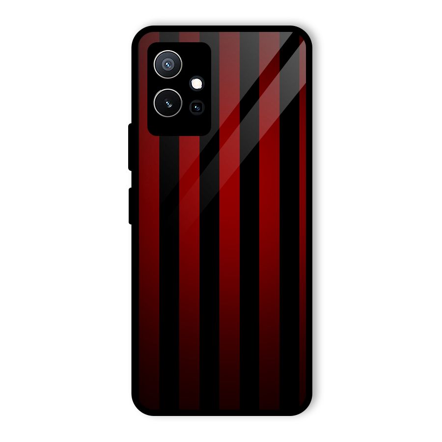 Red Black Stripes Glass Back Case for Vivo iQOO Z6