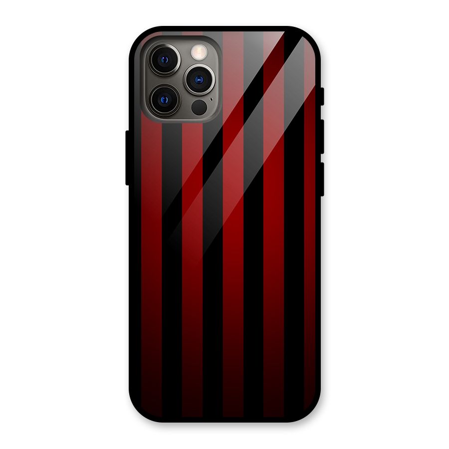 Red Black Stripes Glass Back Case for iPhone 12 Pro