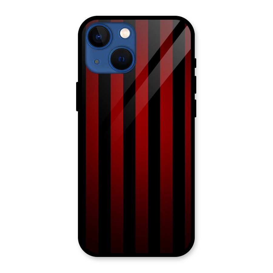 Red Black Stripes Glass Back Case for iPhone 13 Mini