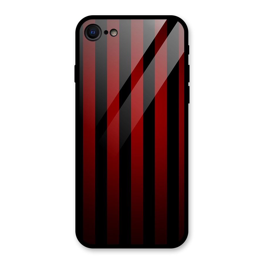 Red Black Stripes Glass Back Case for iPhone SE 2022