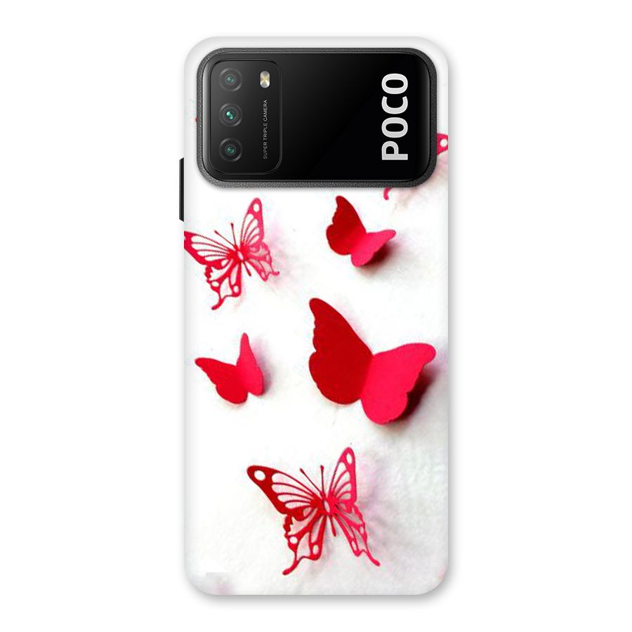 Red Butterflies Back Case for Poco M3
