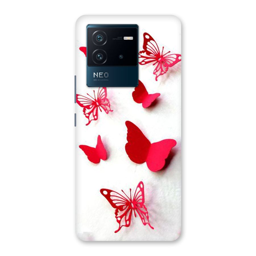 Red Butterflies Back Case for Vivo iQOO Neo 6 5G