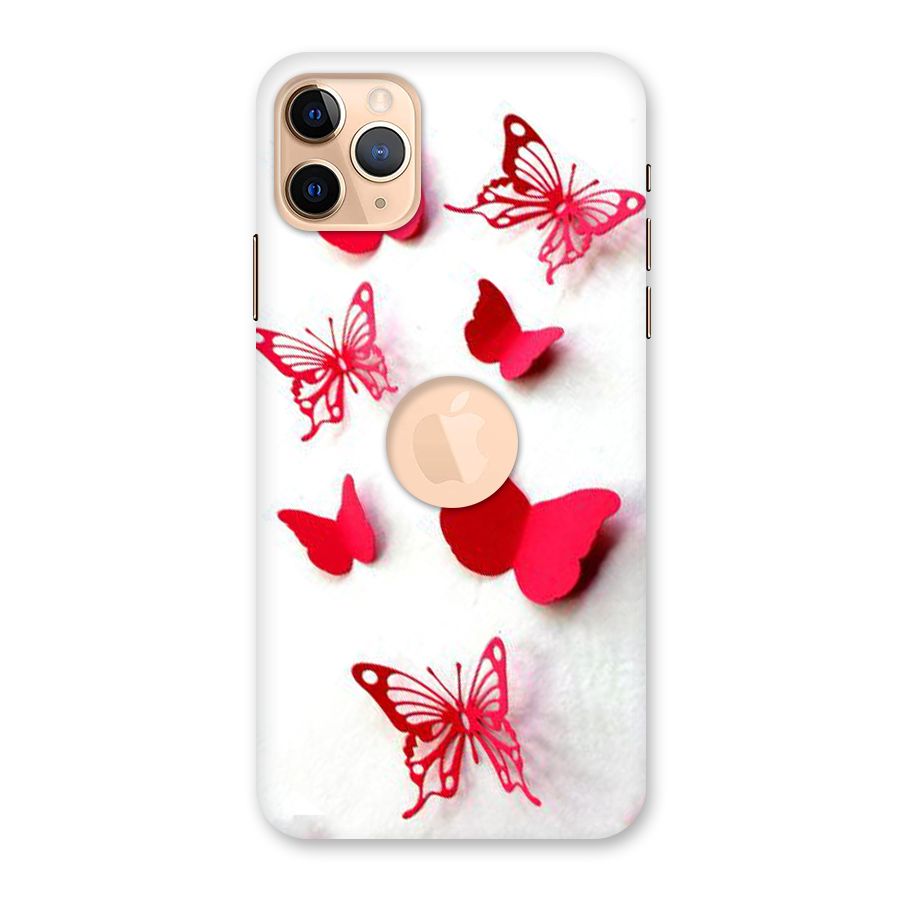 Red Butterflies Back Case for iPhone 11 Pro Max Logo Cut