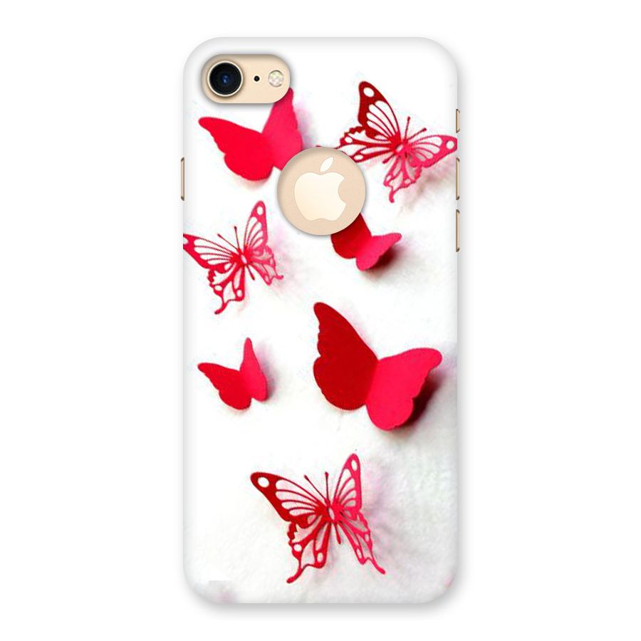 Red Butterflies Back Case for iPhone 7 Logo Cut
