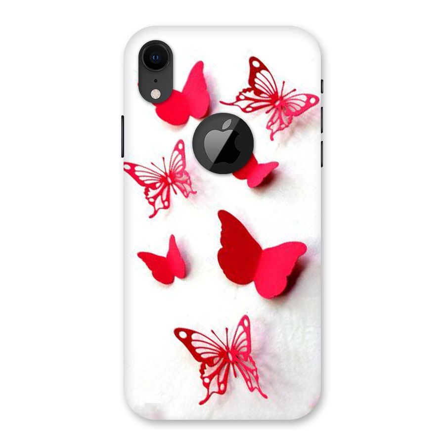 Red Butterflies Back Case for iPhone XR Logo Cut