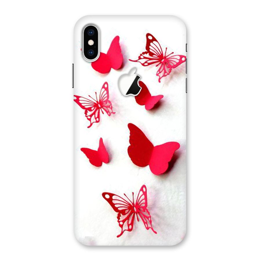 Red Butterflies Back Case for iPhone XS Max Apple Cut