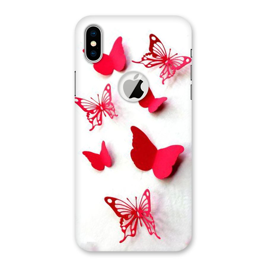 Red Butterflies Back Case for iPhone X Logo Cut