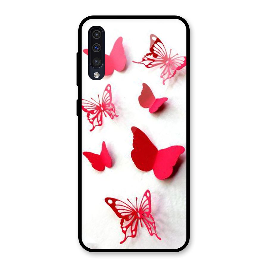 Red Butterflies Glass Back Case for Galaxy A50