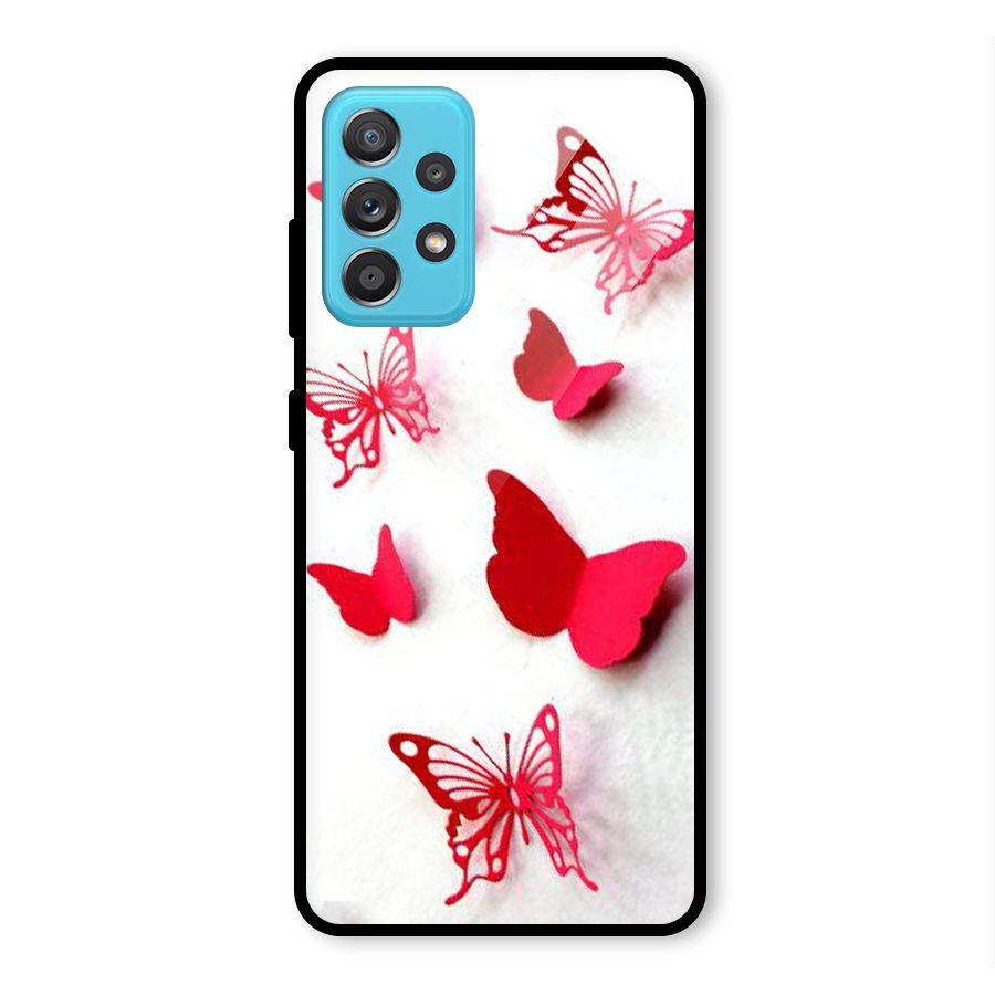 Red Butterflies Glass Back Case for Galaxy A52