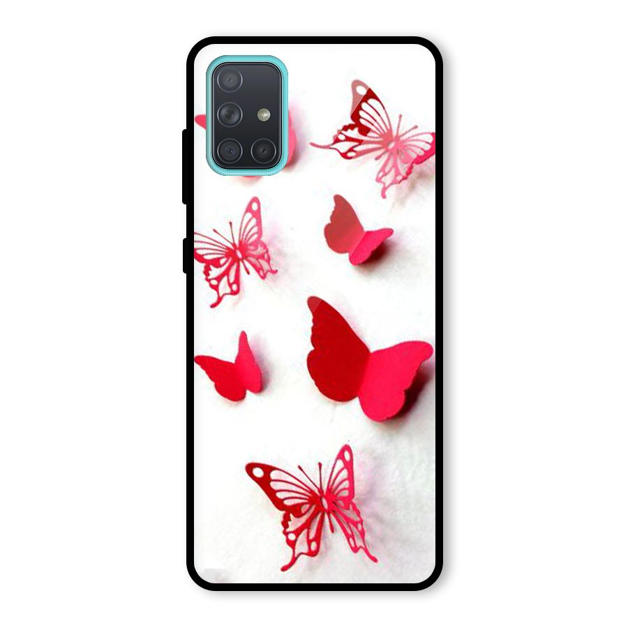 Red Butterflies Glass Back Case for Galaxy A71