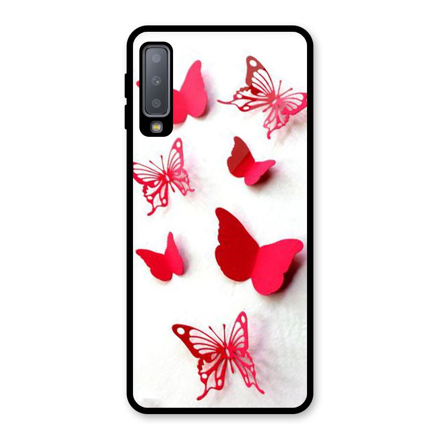 Red Butterflies Glass Back Case for Galaxy A7 (2018)