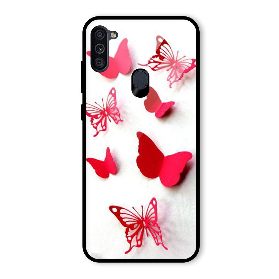 Red Butterflies Glass Back Case for Galaxy M11