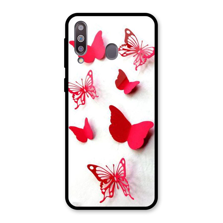 Red Butterflies Glass Back Case for Galaxy M30
