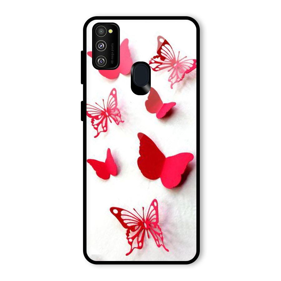 Red Butterflies Glass Back Case for Galaxy M30s