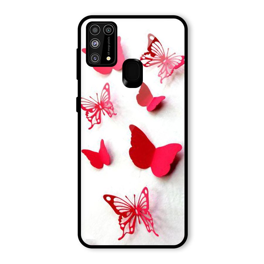 Red Butterflies Glass Back Case for Galaxy M31