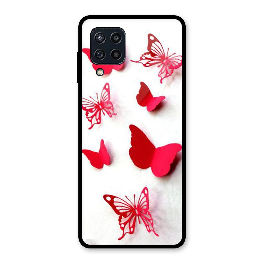 Red Butterflies Glass Back Case for Galaxy M32