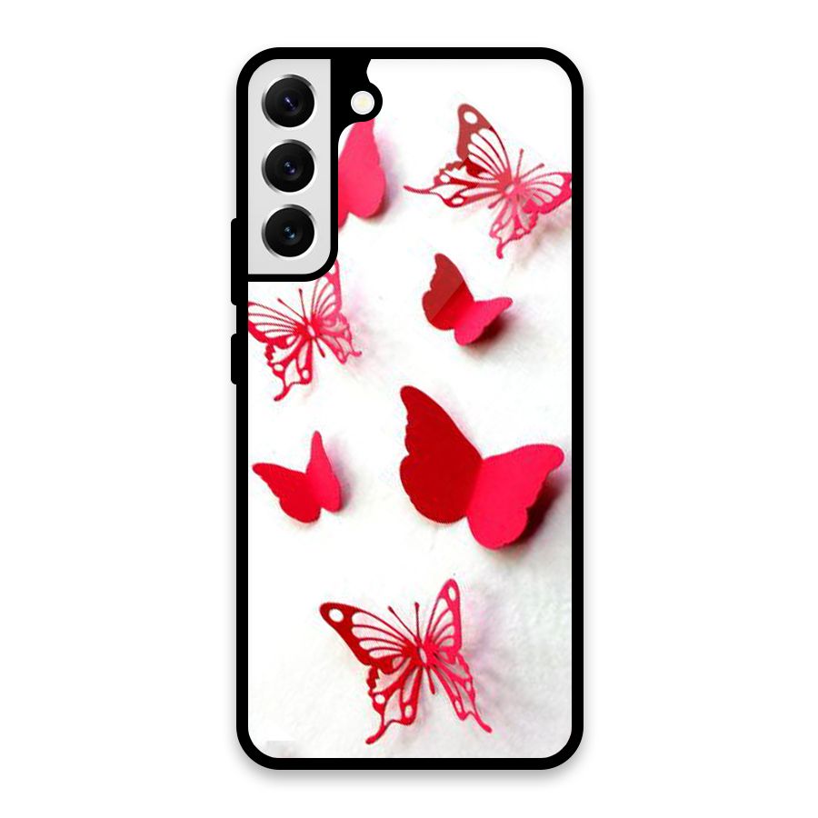 Red Butterflies Glass Back Case for Galaxy S22 Plus 5G