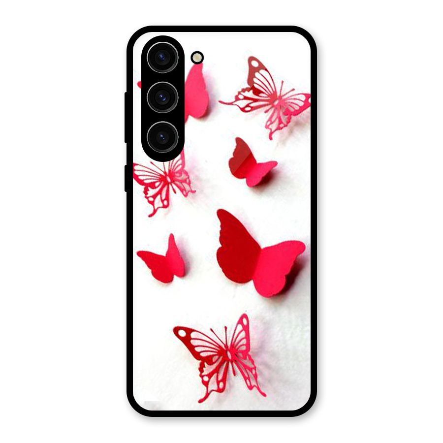 Red Butterflies Glass Back Case for Galaxy S23 Plus