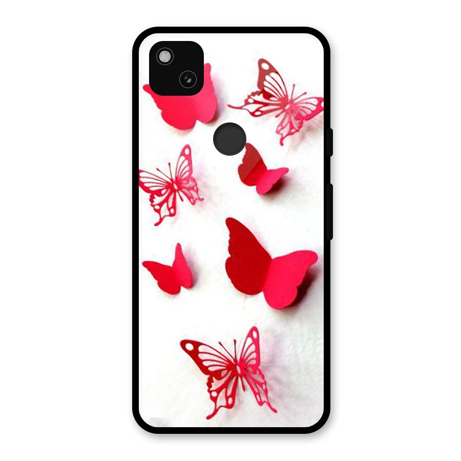 Red Butterflies Glass Back Case for Google Pixel 4a