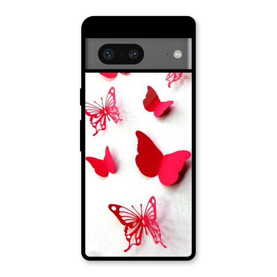Red Butterflies Glass Back Case for Google Pixel 7