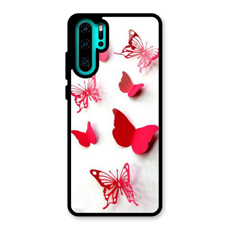 Red Butterflies Glass Back Case for Huawei P30 Pro