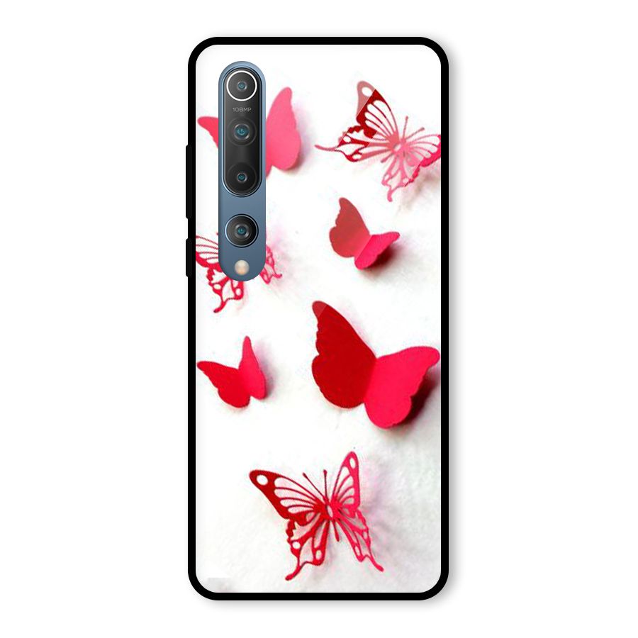 Red Butterflies Glass Back Case for Mi 10