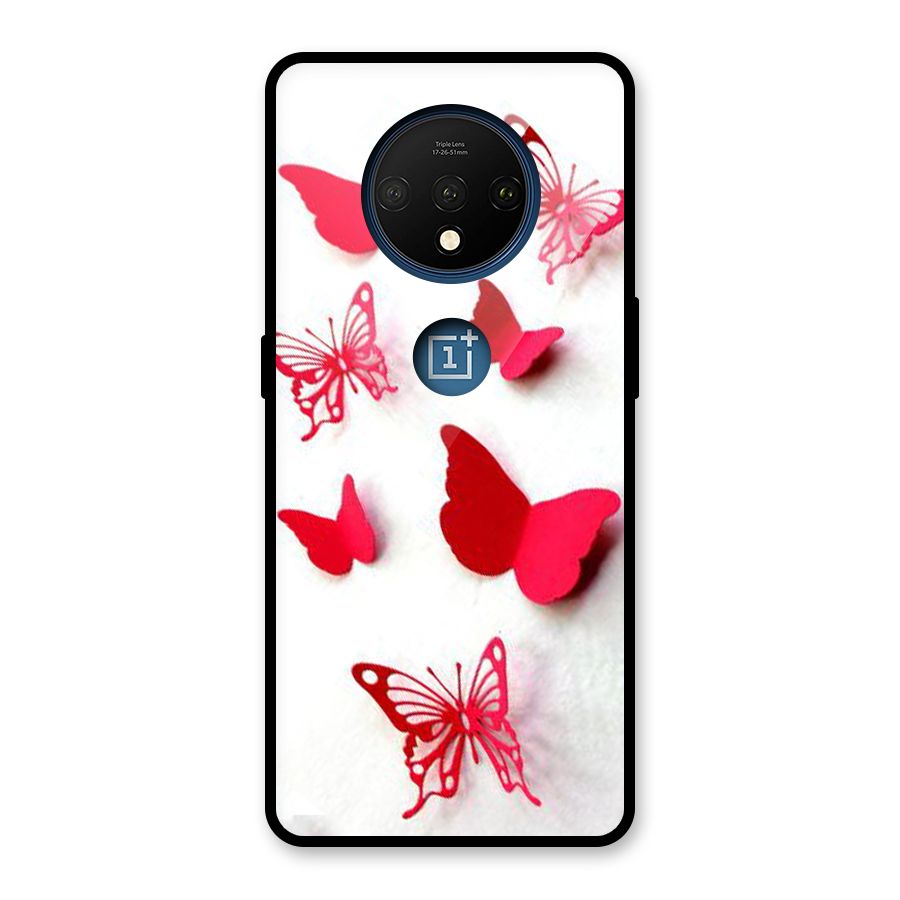 Red Butterflies Glass Back Case for OnePlus 7T