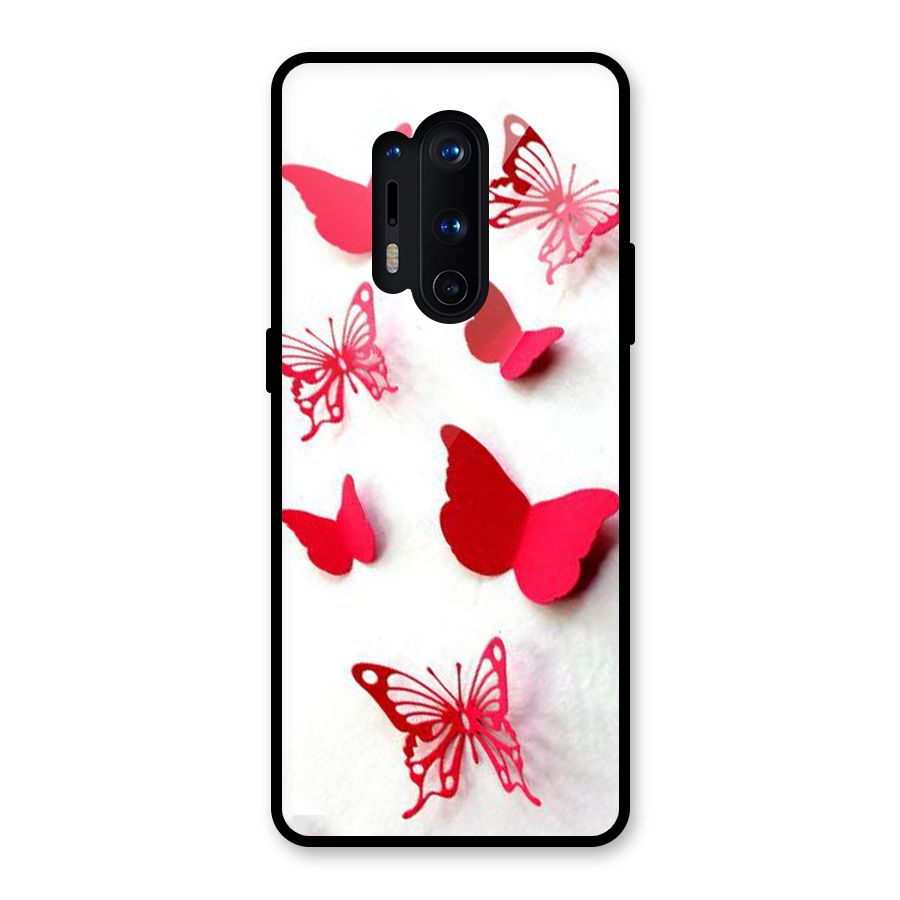Red Butterflies Glass Back Case for OnePlus 8 Pro