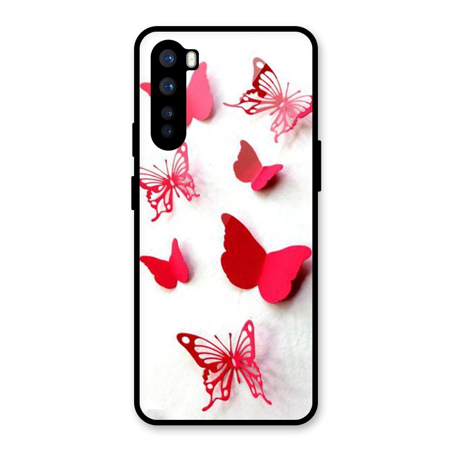 Red Butterflies Glass Back Case for OnePlus Nord