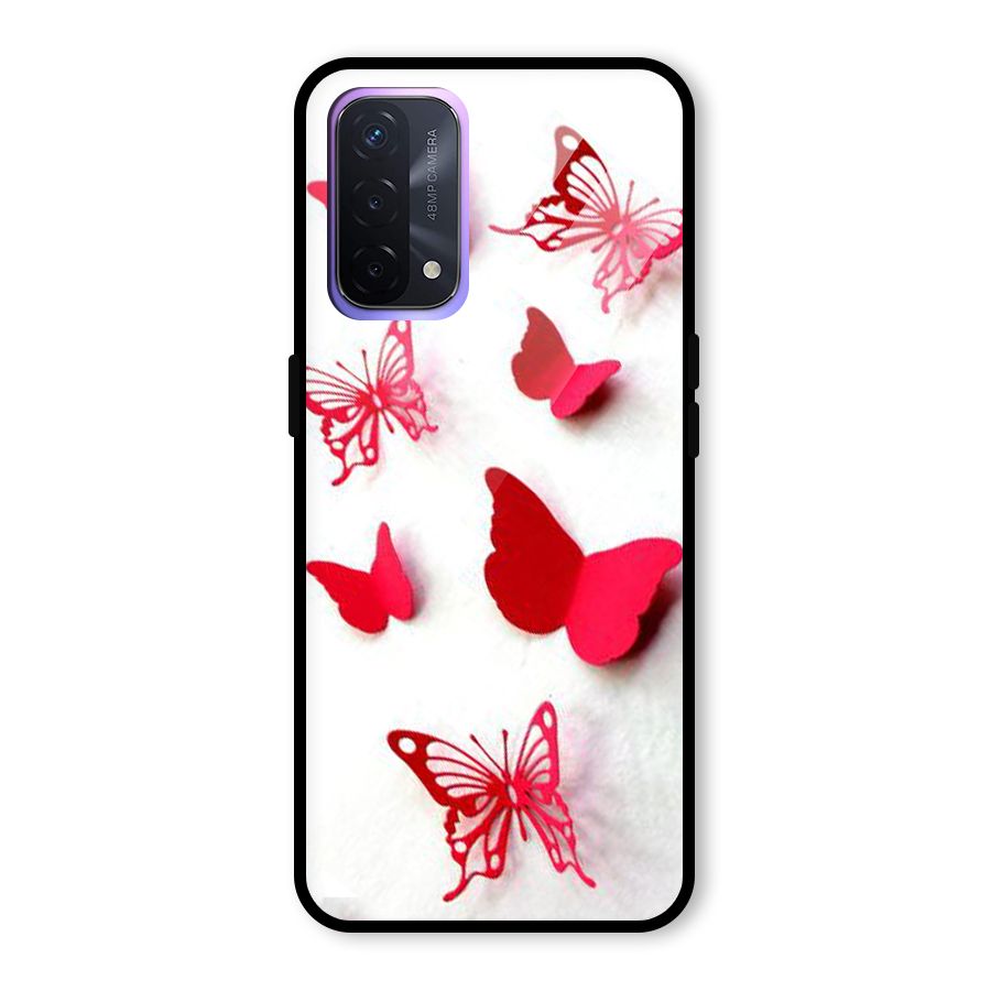 Red Butterflies Glass Back Case for Oppo A74 5G