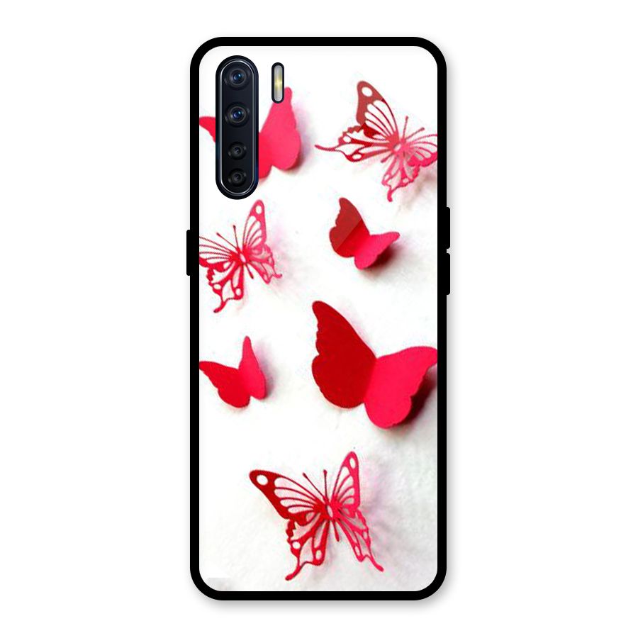 Red Butterflies Glass Back Case for Oppo F15