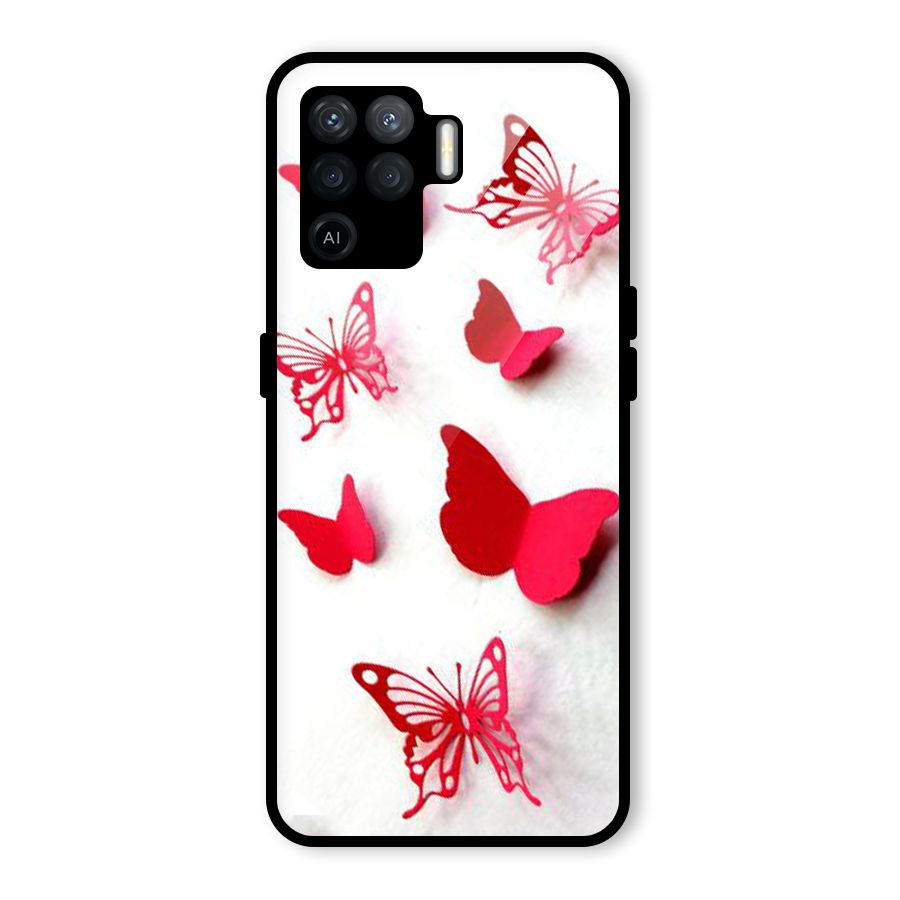 Red Butterflies Glass Back Case for Oppo F19 Pro