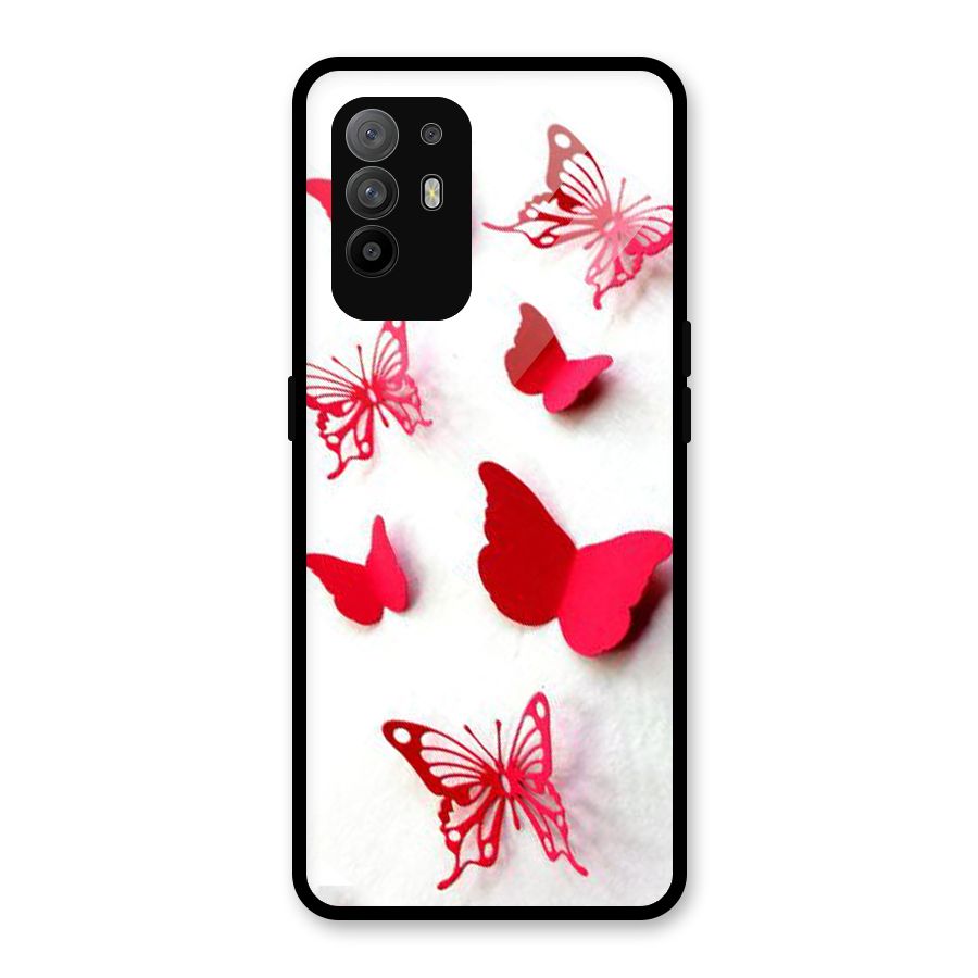 Red Butterflies Glass Back Case for Oppo F19 Pro Plus 5G