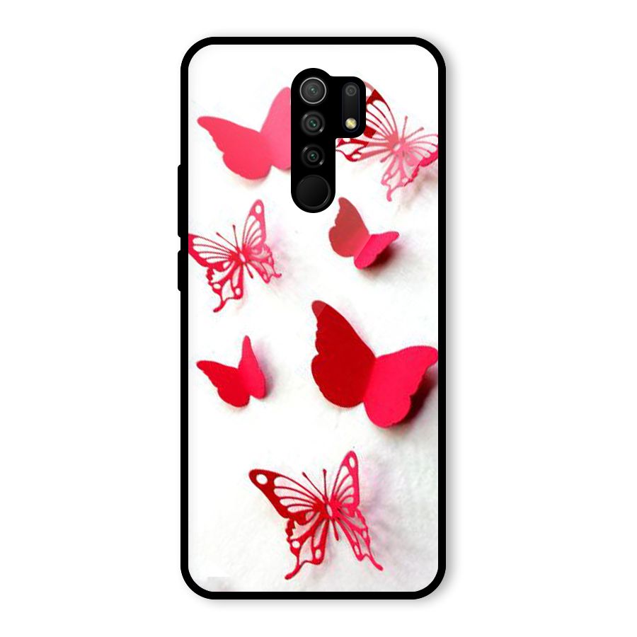 Red Butterflies Glass Back Case for Poco M2
