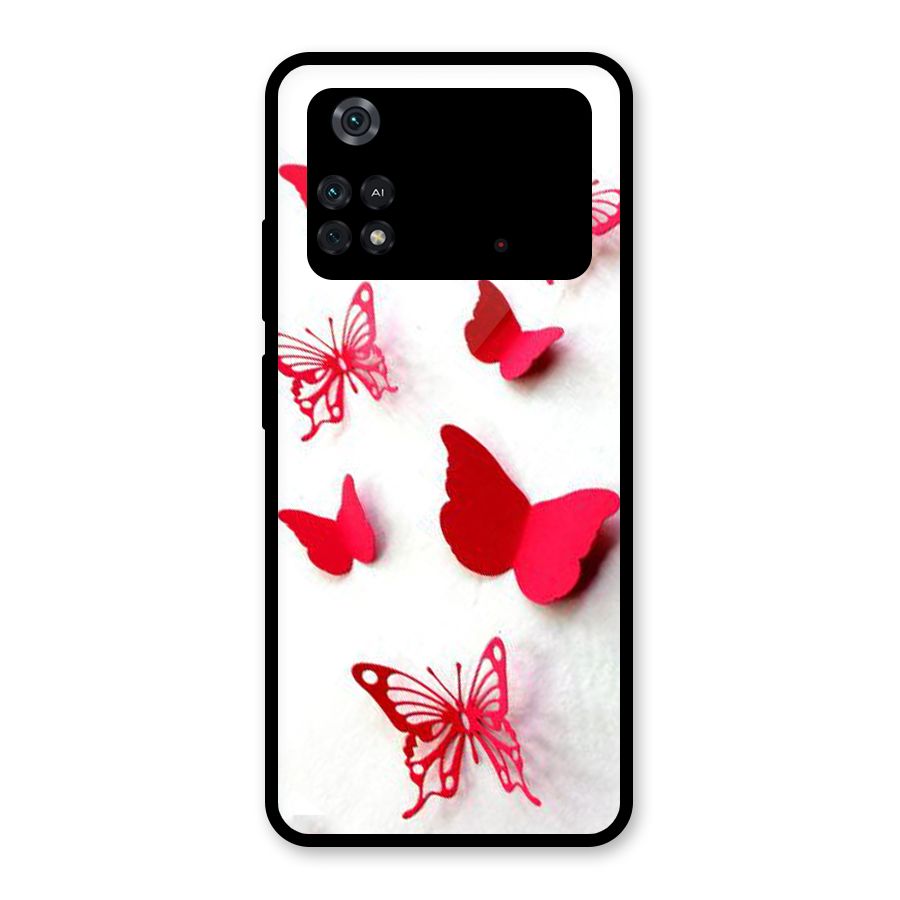 Red Butterflies Glass Back Case for Poco M4 Pro 4G