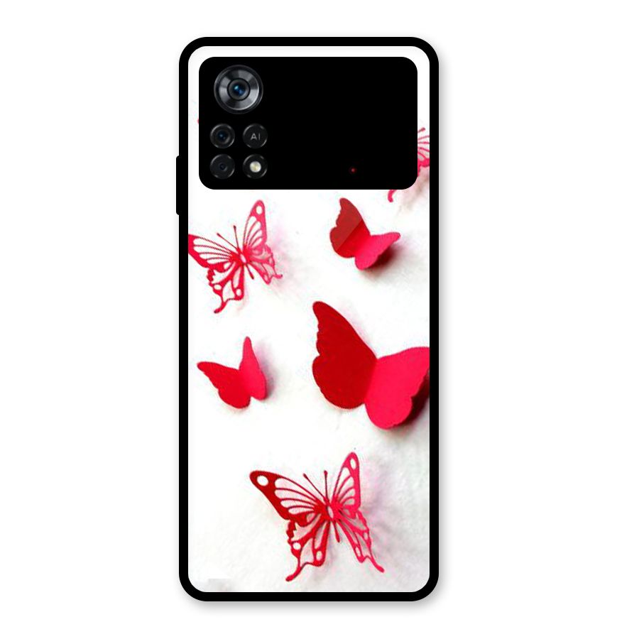 Red Butterflies Glass Back Case for Poco X4 Pro 5G