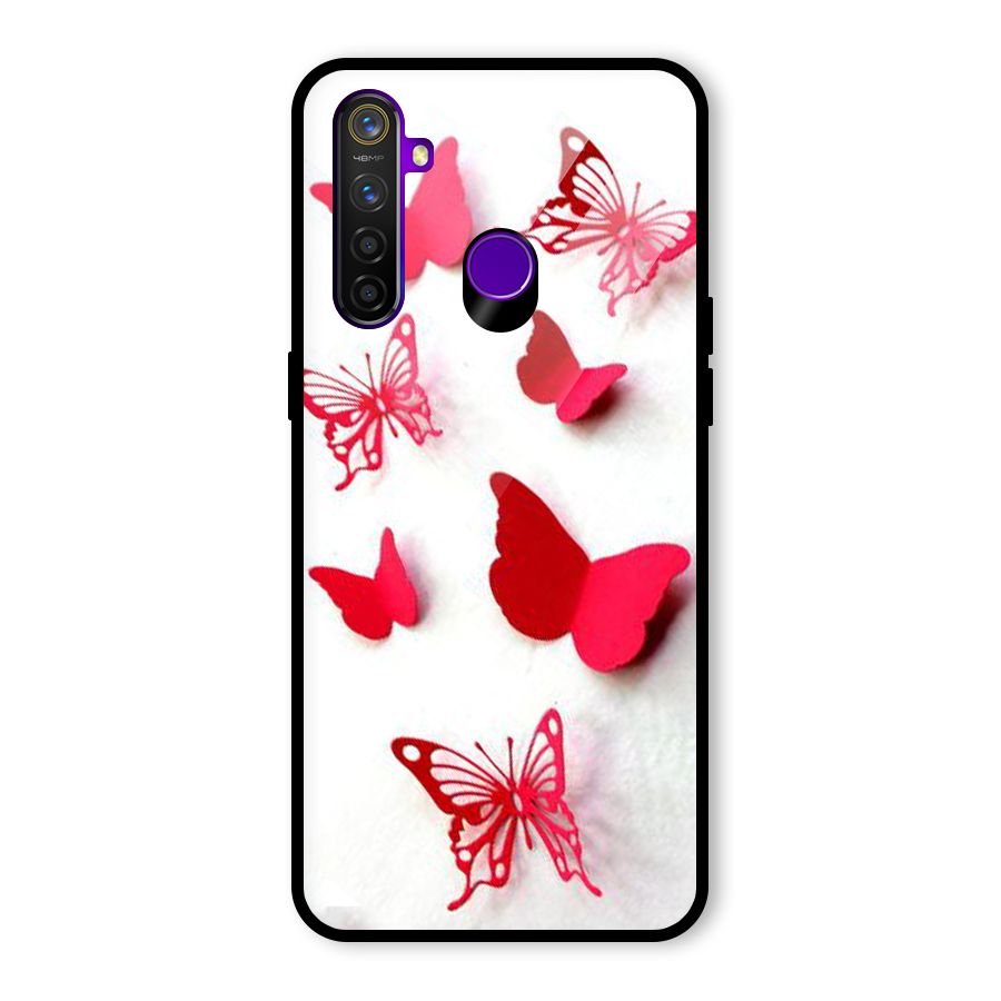 Red Butterflies Glass Back Case for Realme 5 Pro