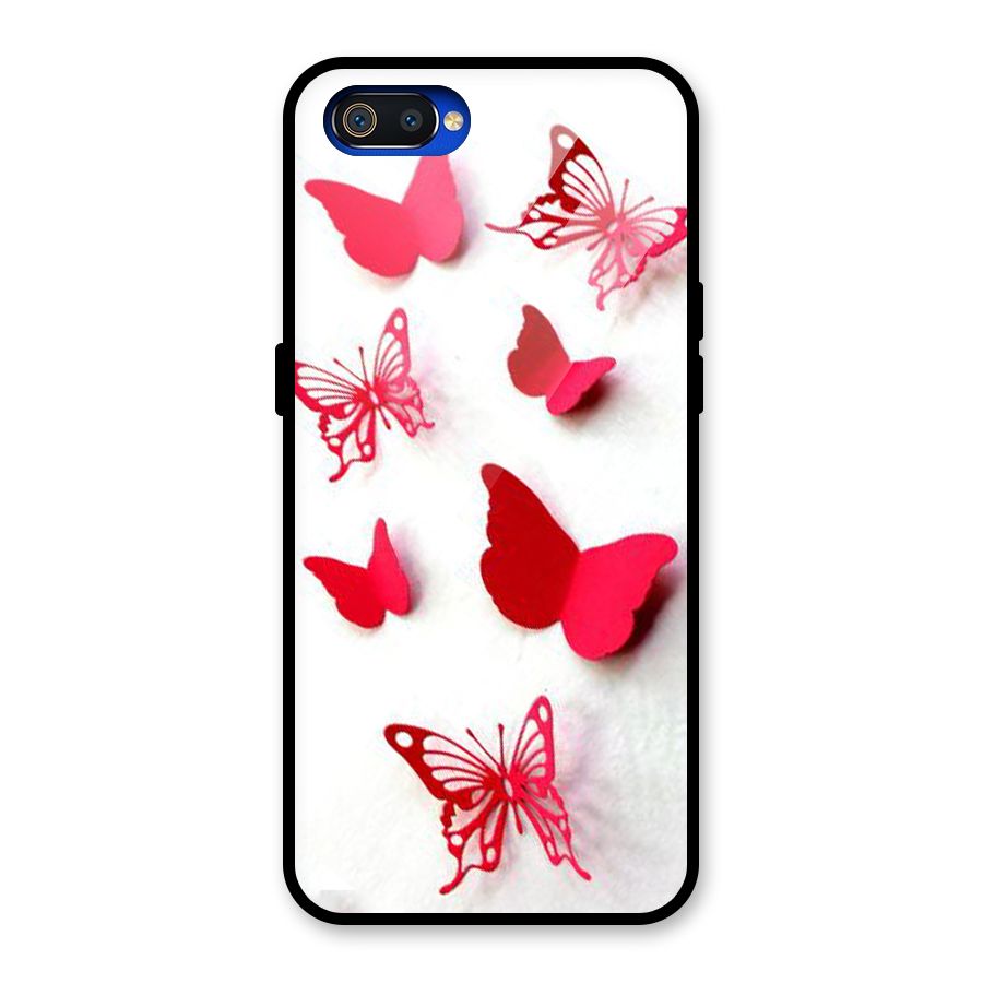 Red Butterflies Glass Back Case for Realme C2