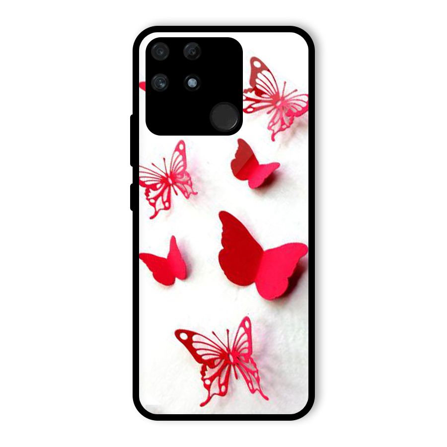 Red Butterflies Glass Back Case for Realme Narzo 50A