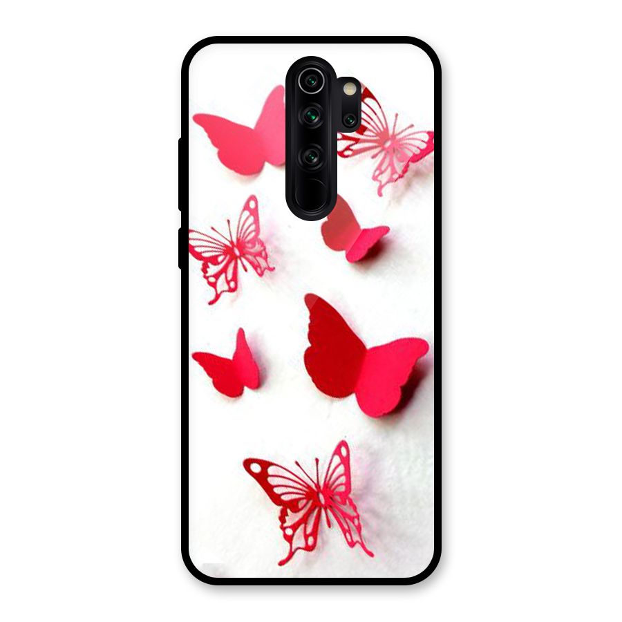 Red Butterflies Glass Back Case for Redmi Note 8 Pro