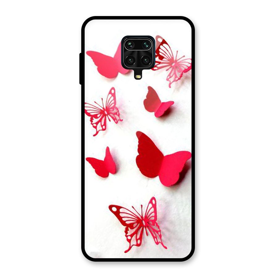 Red Butterflies Glass Back Case for Redmi Note 9 Pro Max