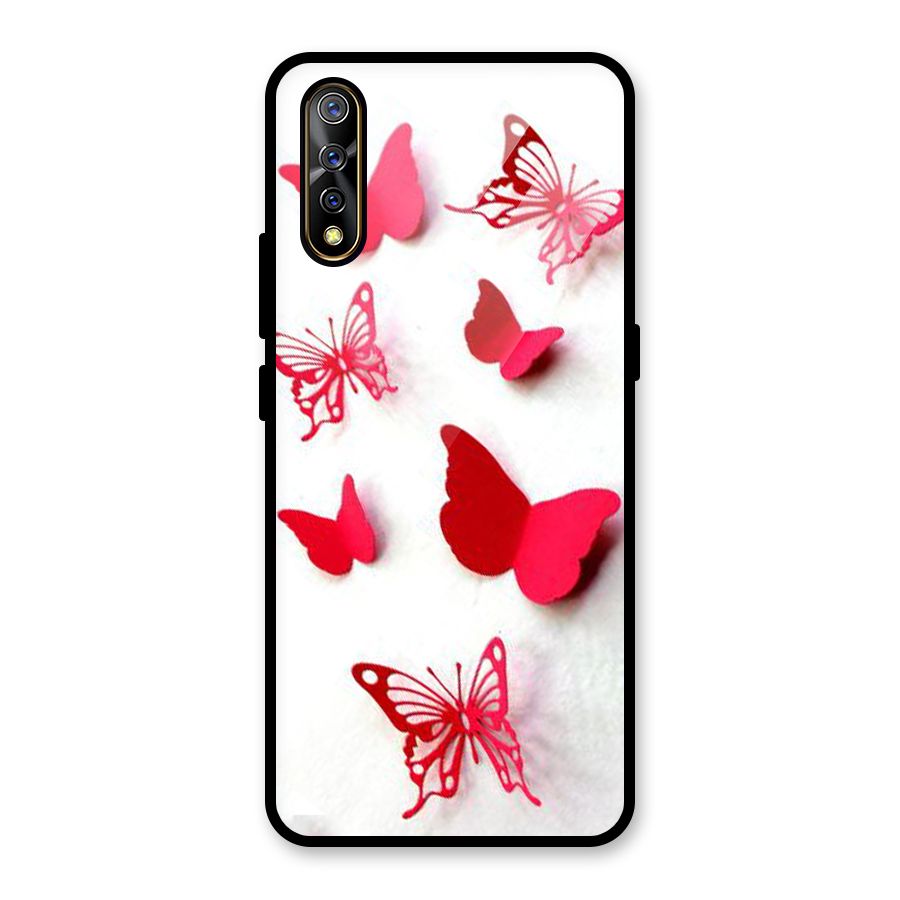 Red Butterflies Glass Back Case for Vivo S1
