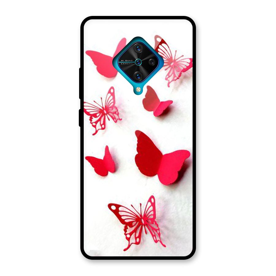 Red Butterflies Glass Back Case for Vivo S1 Pro