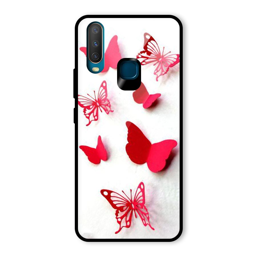 Red Butterflies Glass Back Case for Vivo U10