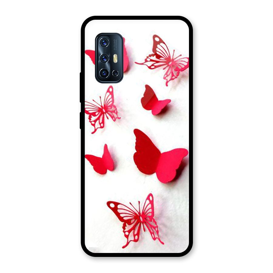 Red Butterflies Glass Back Case for Vivo V17