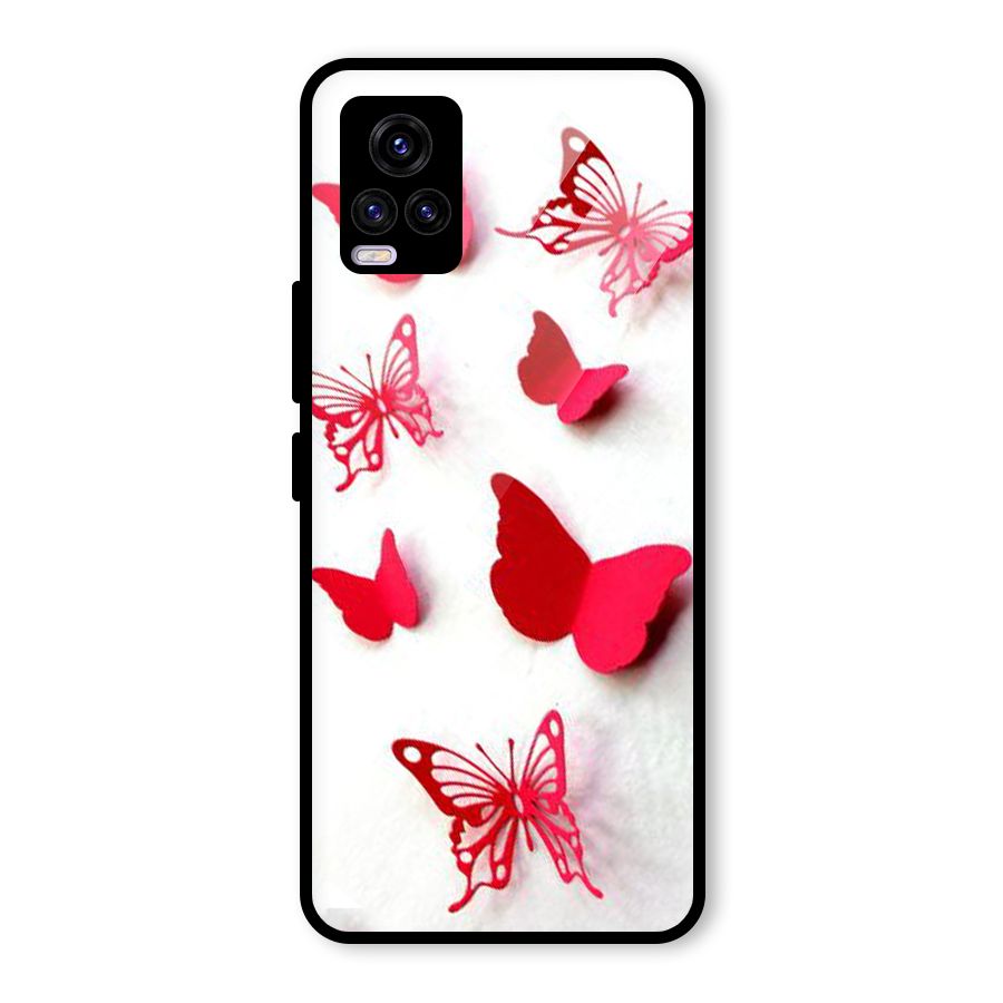 Red Butterflies Glass Back Case for Vivo V20
