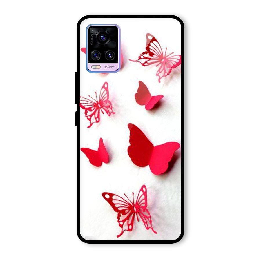 Red Butterflies Glass Back Case for Vivo V20 Pro
