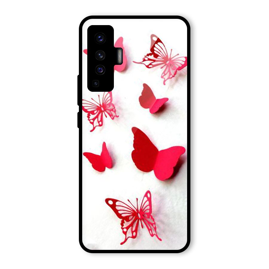 Red Butterflies Glass Back Case for Vivo X50