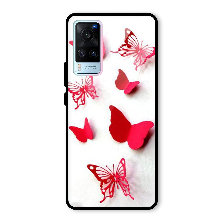 Red Butterflies Glass Back Case for Vivo X60